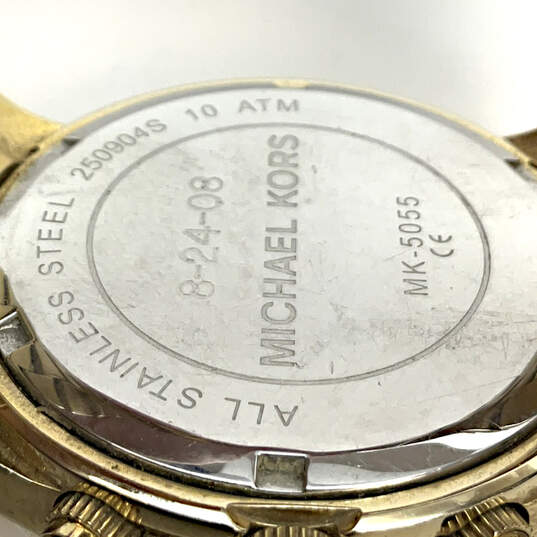 Designer Michael Kors MK- 5055 Gold-Tone Analog Dial Quartz Wristwatch image number 4