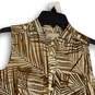 Womens Brown White Palm Print Sleeveless Button Front Blouse Top Size 0 image number 3