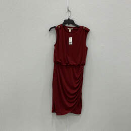 NWT Womens Red Round Neck Sleeveless Regular Fit A-Line Dress Size Small