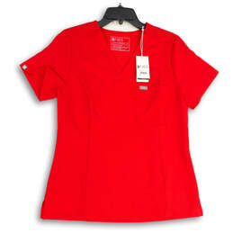 NWT Womens Red Short Sleeve V-Neck Pullover T-Shirt Size Medium