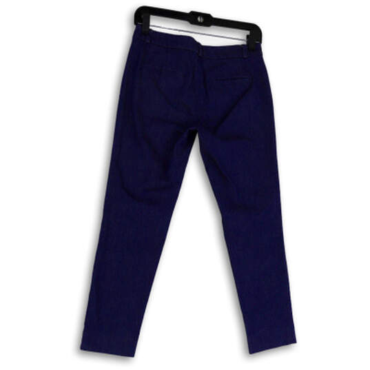 Womens Blue Flat Front Slash Pockets Straight Leg Dress Pants Size 2P image number 2