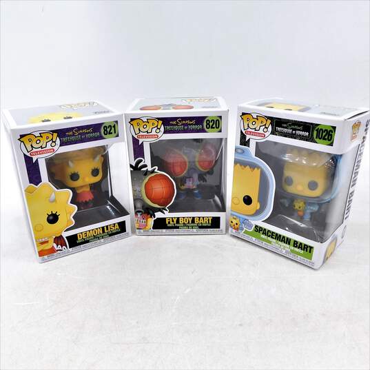 Simpsons Funko Pops IOB Treehouse Of Horror Fly Boy & Spaceman Bart Demon Lisa image number 1