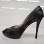 Salvatore Ferragamo Black Leather Peep Toe Stilettos Women's Size 9.5 image number 3