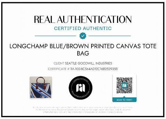 AUTHENTICATED LONGCHAMP PRINTED CANVAS TOTE W/ DUSTBAG 15x12x6in image number 2