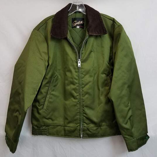 Vintage Sportscaster metallic green quilted men's chore jacket size 42 image number 1