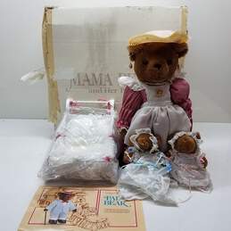 Vintage Danbury Mint Mama Bear & Her Twins w/ Bed Teddy Bear Play Set
