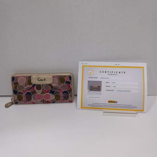 3pc Set of Authenticated Coach Women's Signature Canvas Zip Around Wallets image number 11