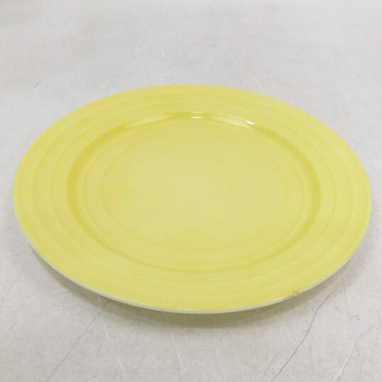 Vintage Hazel Atlas Moderntone Platonite Pastel Yellow Cup & Saucer w/ 2 Dinner Plates image number 3