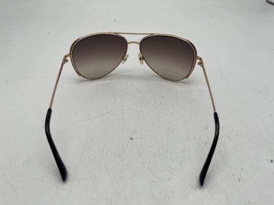 Mens Gold Polished Frame UV Protection Brown Lens Aviator Sunglasses image number 3