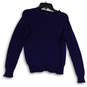 Womens Blue Knitted Crew Neck Long Sleeve Pullover Sweater Size Small image number 1
