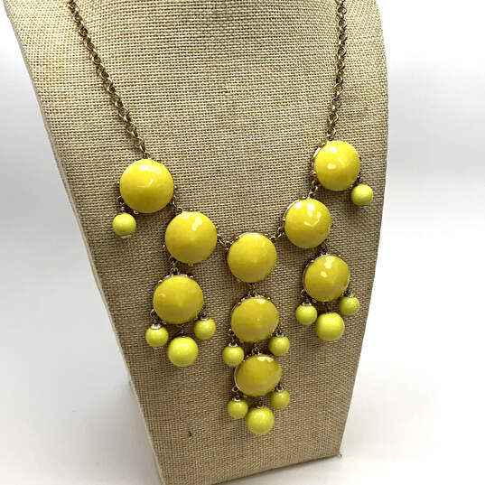 NWT Designer J. Crew Gold-Tone Yellow Faceted Cabochon Statement Necklace image number 1