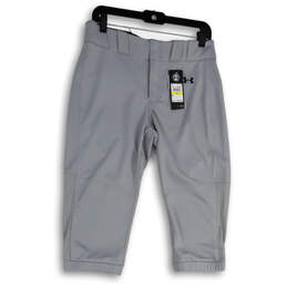 NWT Womens Gray Flat Front Pockets Tapered Leg Capri Pants Size Medium
