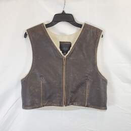 Limited Women Brown Leather Fur Vest sz M