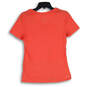 Womens Orange Striped Short Sleeve V-Neck Ultimate T-Shirt Size Small image number 2