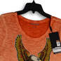 NWT Womens Orange Heather Scoop Neck Short Sleeve Pullover T-Shirt Size M image number 3