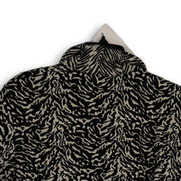 Womens Black White Animal Print Spread Collar Button Front Jacket Size XL alternative image