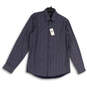 NWT Mens Blue Monogram Long Sleeve Pointed Collar Button-Up Shirt Size M image number 1