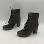 Womens Gray Leather Round Toe Block Heel Lace-Up Ankle Boots Size 9.5 image number 2