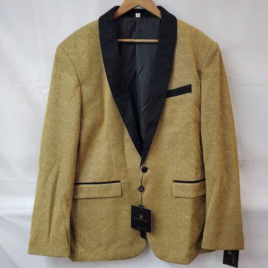 Gentleman's Guru Black & Gold Glitter Tuxedo Jacket Men's 46 NWT image number 1