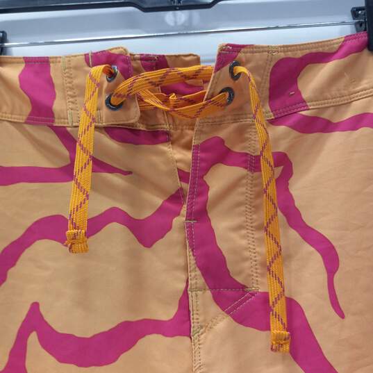 Patagonia Men's Yellow Pink Stretch Hydropeak Gerry Lopez Board Shorts Swimwear Size 31 Size 31 image number 3
