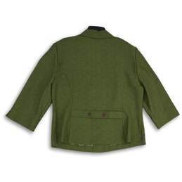 NWT Sag Harbor Womens Green Embroidered Collared Button Front Jacket Size 18 alternative image