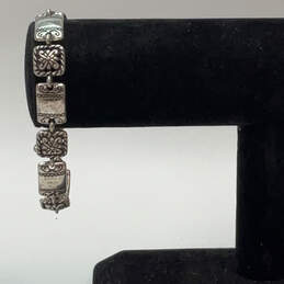 Designer Brighton Silver-Tone Flower Engraved Toggle Clasp Chain Bracelet