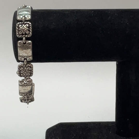 Designer Brighton Silver-Tone Flower Engraved Toggle Clasp Chain Bracelet image number 1