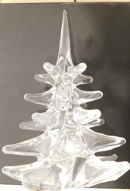 Vintage Marcolin Sweden Signed Clear Art Glass 10in. Christmas Tree Figurine image number 3
