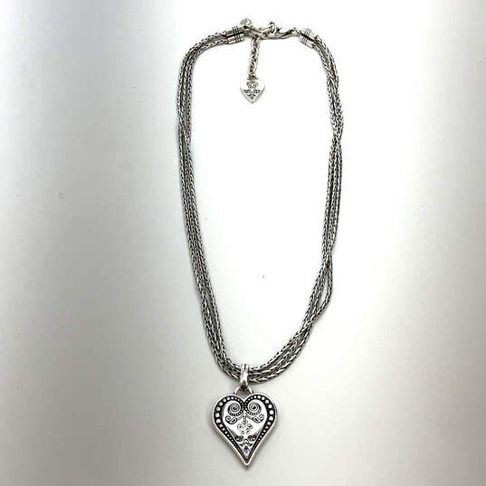 Designer Brighton Silver-Tone Triple Strand Ophelia Heart Pendant Necklace image number 2