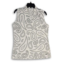 Womens White Gray Dri-Fit Paisley Sleeveless Pullover Top Size M