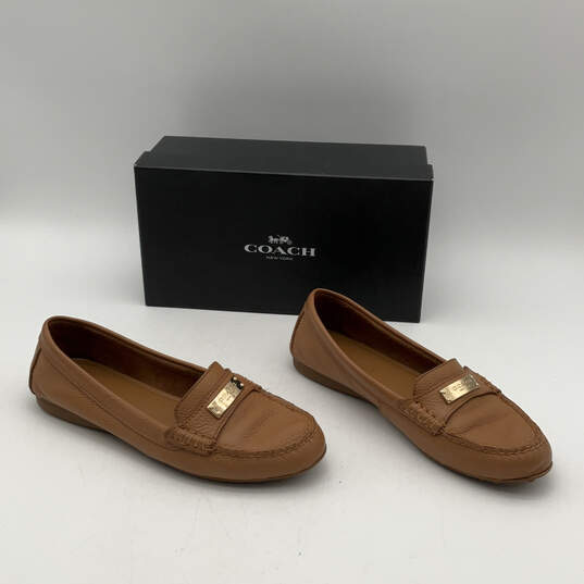 Womens Fredrica A6175 Brown Leather Round Toe Slip-On Loafer Shoes Sz 7.5B image number 1