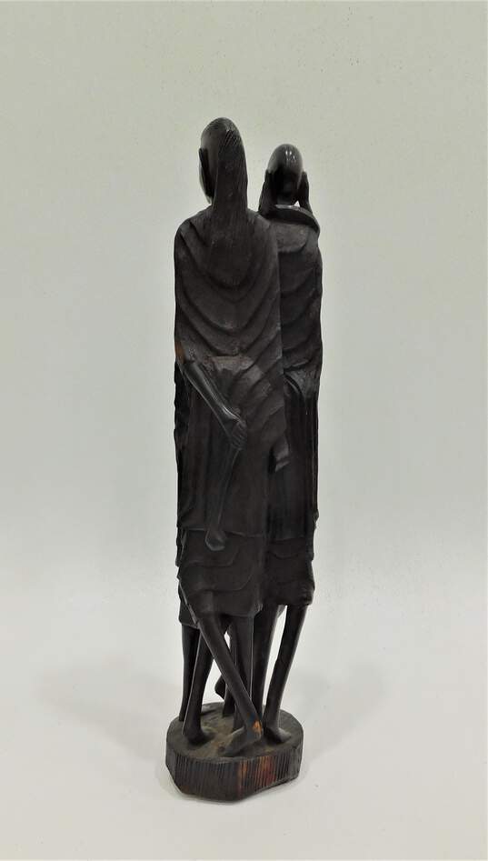 Maasai Family Of 4 African Style Wood Carved 24in Art Sculpture Home Decor image number 3