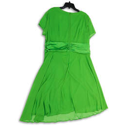 NWT Womens Green Wrap V-Neck Short Sleeve Fit And Flare Dress Size 20W alternative image