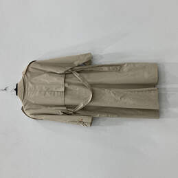 Womens Beige Michelle Stuart Pockets Collared Long Trench Coat Size 5/6 alternative image