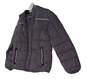 Womens Gray Long Sleeve Pockets Full Zip Winter Puffer Jacket Size XL image number 2