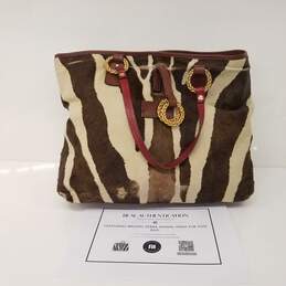 Valentino Zebra Hide Brown & Cream Tote Bag Authenticated