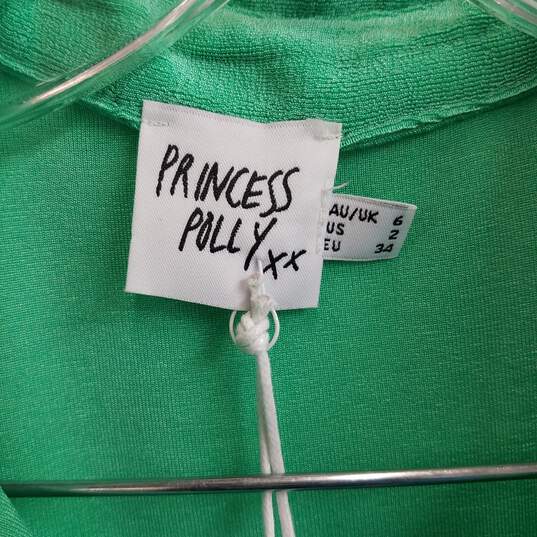 Princess Polly green long sleeve button up stretch jersey mini dress 2 image number 3