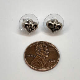 Designer Brighton Silver-Tone Crystal Heart Shape Stud Earrings alternative image