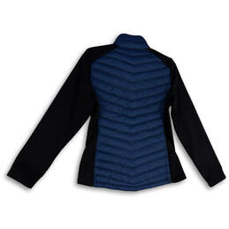 Womens Blue Black Mock Neck Long Sleeve Full-Zip Puffer Jacket Size Small alternative image