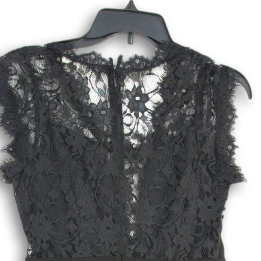 NWT Womens Black Lace Back Pleated Back Zip Short Fit And Flare Dress Size 4 image number 4