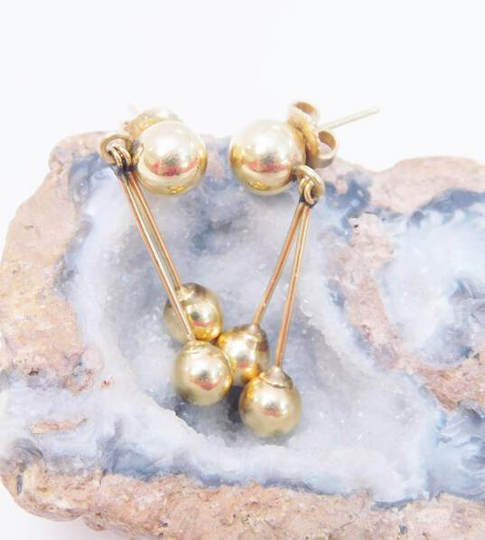 14K Yellow Gold Ball Drop Earrings 3.2g image number 3