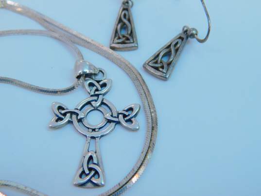 Sterling Silver Celtic Cross Knot Connemara Marble Peridot Jewelry 18.0g image number 9