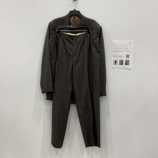 Christian Dior Mens Brown Gray Blazer & Pants 2 Piece Suit Set Size 48L With COA image number 1