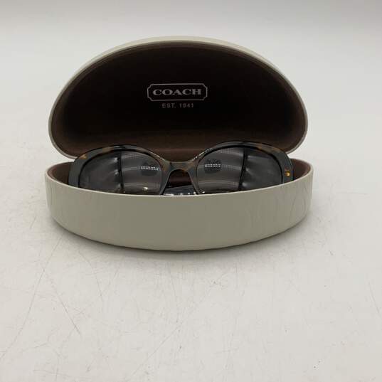 Coach Womens Brown Tortoise Full-Rim Oversized Cat Eye Sunglasses With Case image number 2