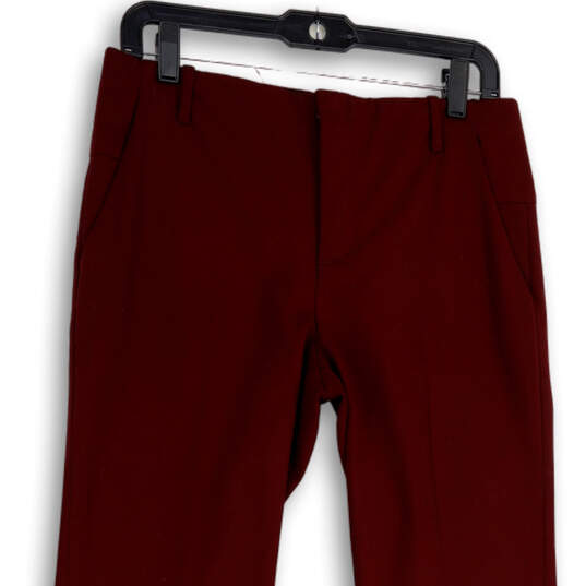Womens Red Flat Front Straight Leg Slash Pocket Formal Dress Pants Size 4