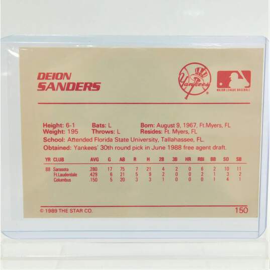 1989 Deion Sanders Star Rookie NY Yankees image number 3