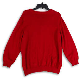 Womens Red Long Sleeve V-Neck Straight Hem Pullover Sweater Size 1X alternative image