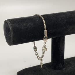 Designer Brighton Silver-Tone Crystal Cut Stone Heart Charm Chain Bracelet