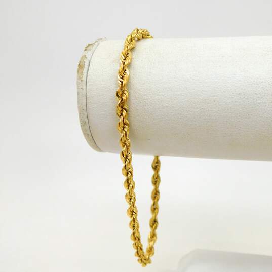 14K Yellow Gold Rope Chain Barrel Clasp Bracelet 8.3g image number 2