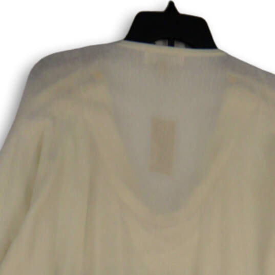 Womens Ivory Knitted Cowl Neck Shoulder Zip Pullover Sweater Size Small image number 4